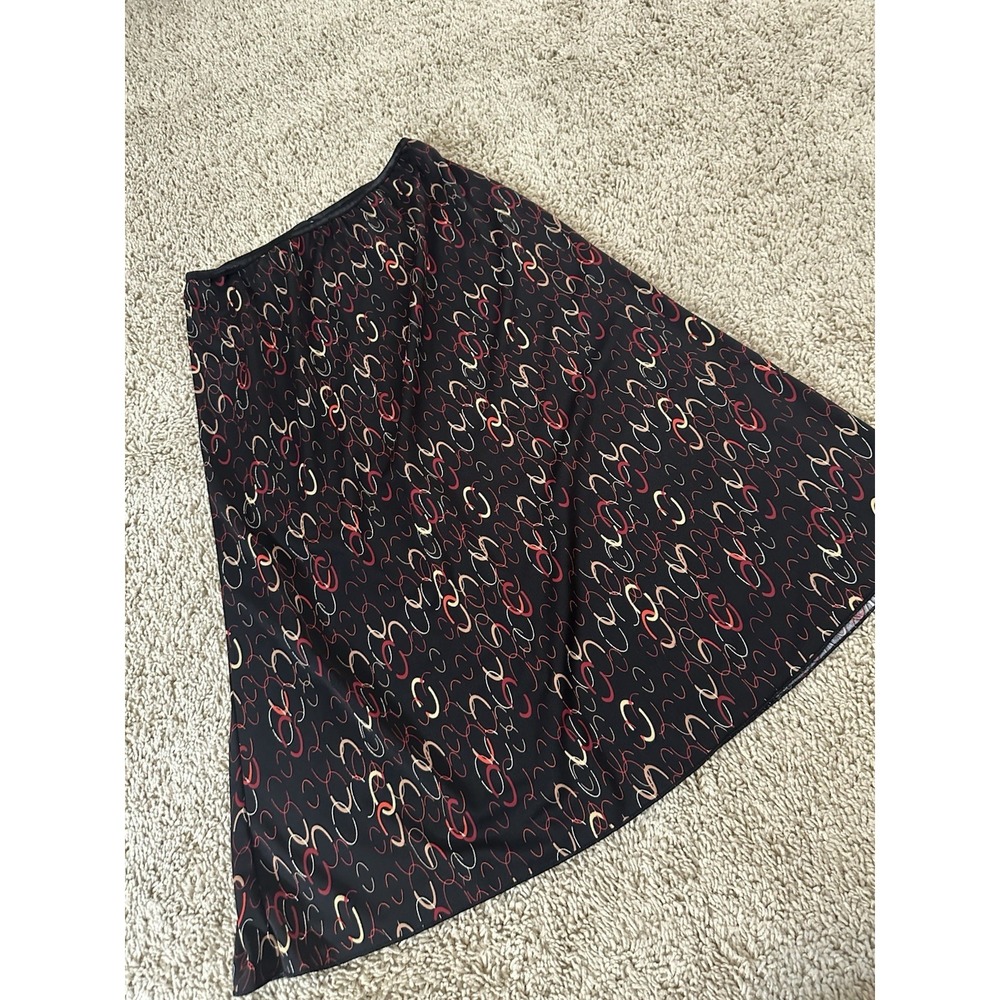 Wrapper Womens Medium Black Red Chain Link Print A-Line Midi Skirt 60TZ2808 - Picture 2 of 8